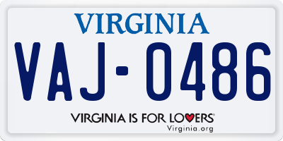 VA license plate VAJ0486