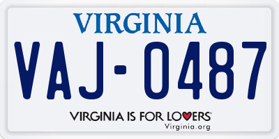 VA license plate VAJ0487