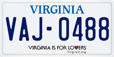 VA license plate VAJ0488