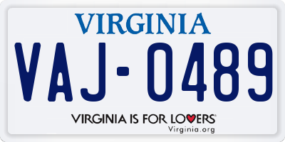 VA license plate VAJ0489