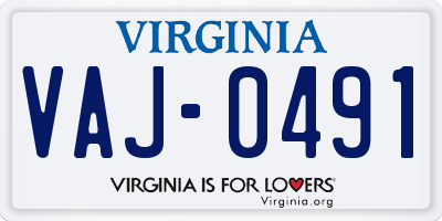 VA license plate VAJ0491