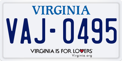 VA license plate VAJ0495