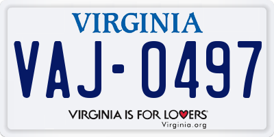 VA license plate VAJ0497