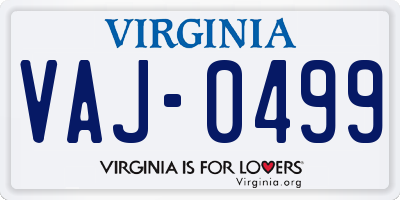 VA license plate VAJ0499