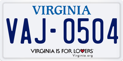 VA license plate VAJ0504