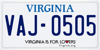 VA license plate VAJ0505
