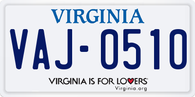 VA license plate VAJ0510
