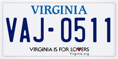 VA license plate VAJ0511