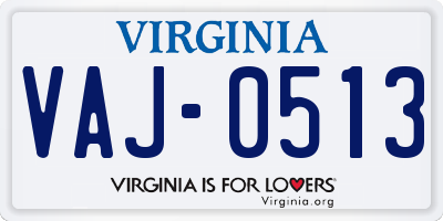 VA license plate VAJ0513