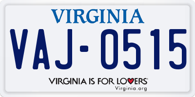 VA license plate VAJ0515