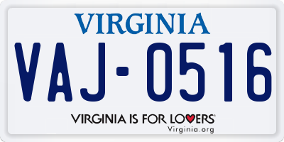 VA license plate VAJ0516