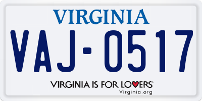 VA license plate VAJ0517