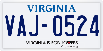 VA license plate VAJ0524