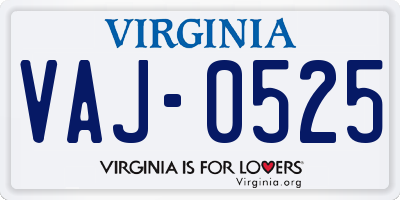 VA license plate VAJ0525