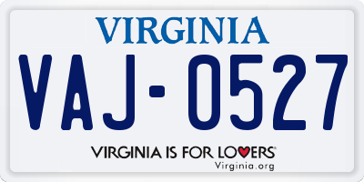 VA license plate VAJ0527