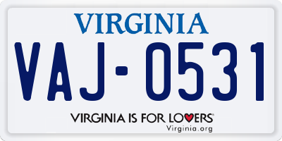 VA license plate VAJ0531