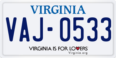 VA license plate VAJ0533