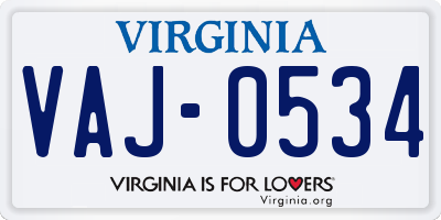 VA license plate VAJ0534