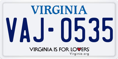 VA license plate VAJ0535
