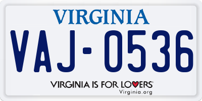 VA license plate VAJ0536
