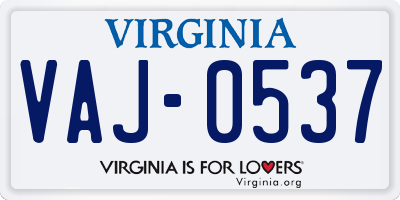 VA license plate VAJ0537