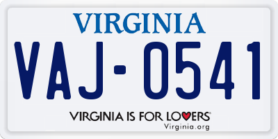 VA license plate VAJ0541