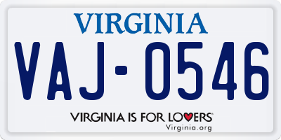 VA license plate VAJ0546