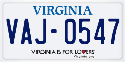 VA license plate VAJ0547