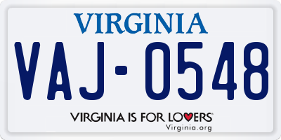 VA license plate VAJ0548