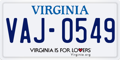 VA license plate VAJ0549