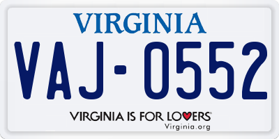 VA license plate VAJ0552