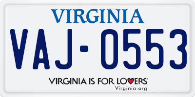 VA license plate VAJ0553