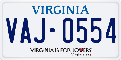 VA license plate VAJ0554