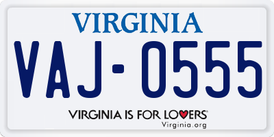VA license plate VAJ0555