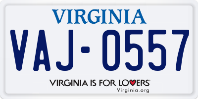 VA license plate VAJ0557