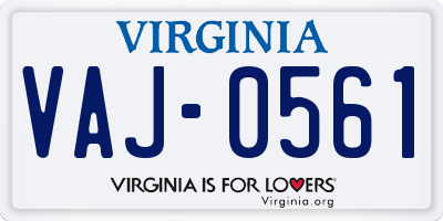VA license plate VAJ0561