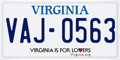 VA license plate VAJ0563