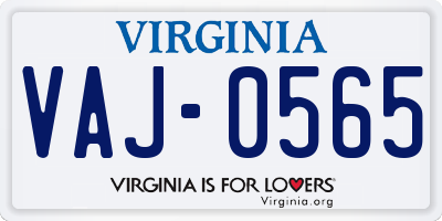 VA license plate VAJ0565