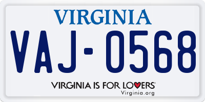 VA license plate VAJ0568