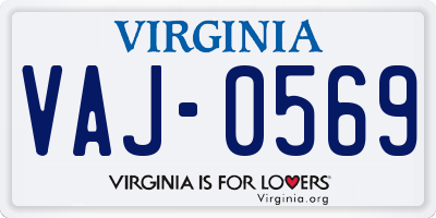 VA license plate VAJ0569