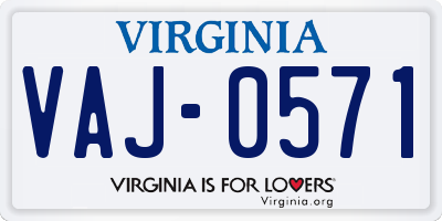 VA license plate VAJ0571