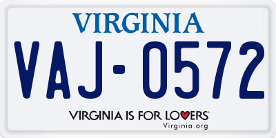 VA license plate VAJ0572