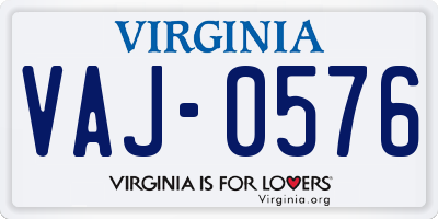 VA license plate VAJ0576
