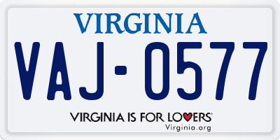 VA license plate VAJ0577