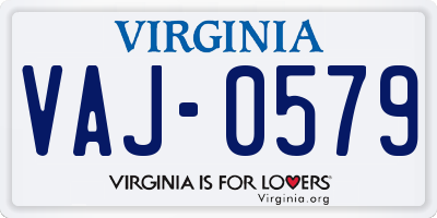 VA license plate VAJ0579