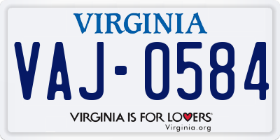 VA license plate VAJ0584
