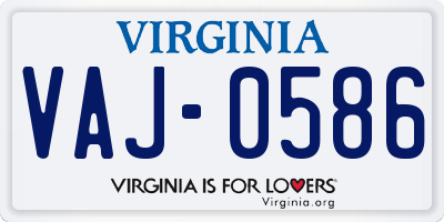 VA license plate VAJ0586