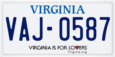 VA license plate VAJ0587