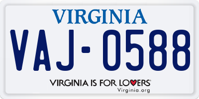 VA license plate VAJ0588