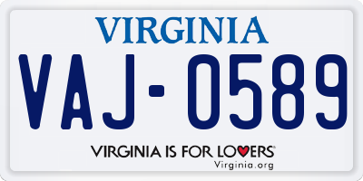 VA license plate VAJ0589